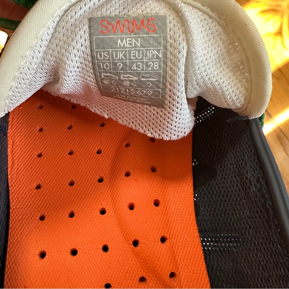 SWIMS Braided Lace Loafers Men's Sz 10 White Navy Green Machine Wash Mesh Rubber - Picture 9 of 10